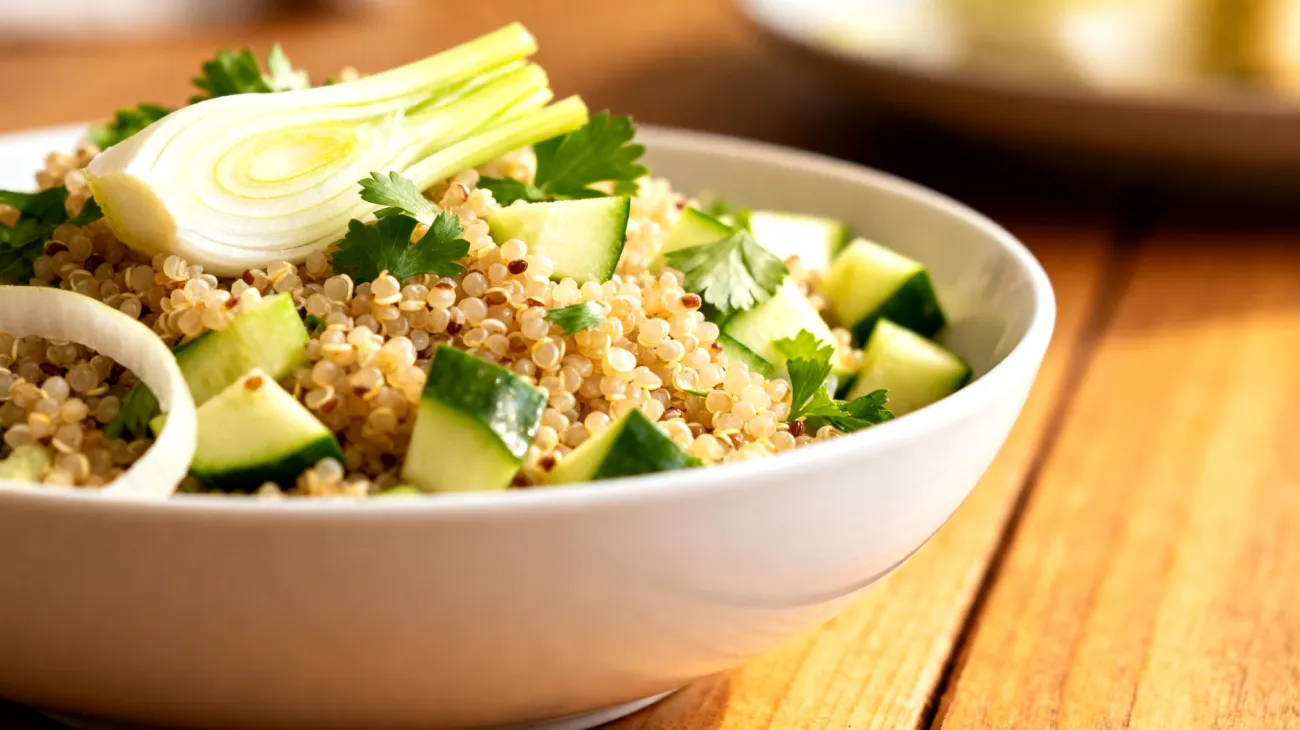 Fenchel-Quinoa-Salat mit Gurke und Petersilie"