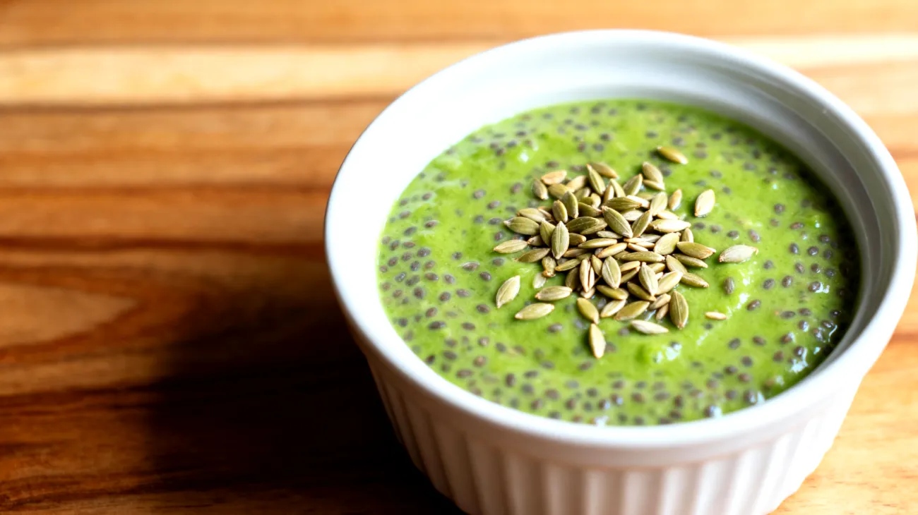 Overnight Chia-Pudding mit Hanfsamen und Spirulina"